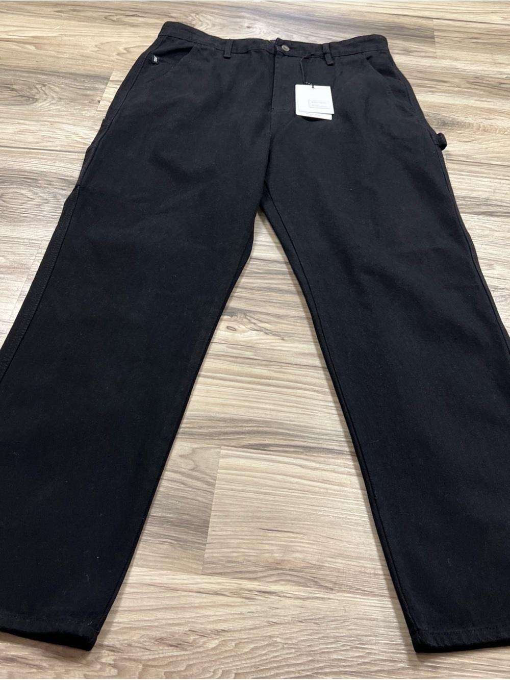 Broken Threads Baggy Jeans Carpenter Denim Grunge Jet Black Mens Size 34x32 NWT